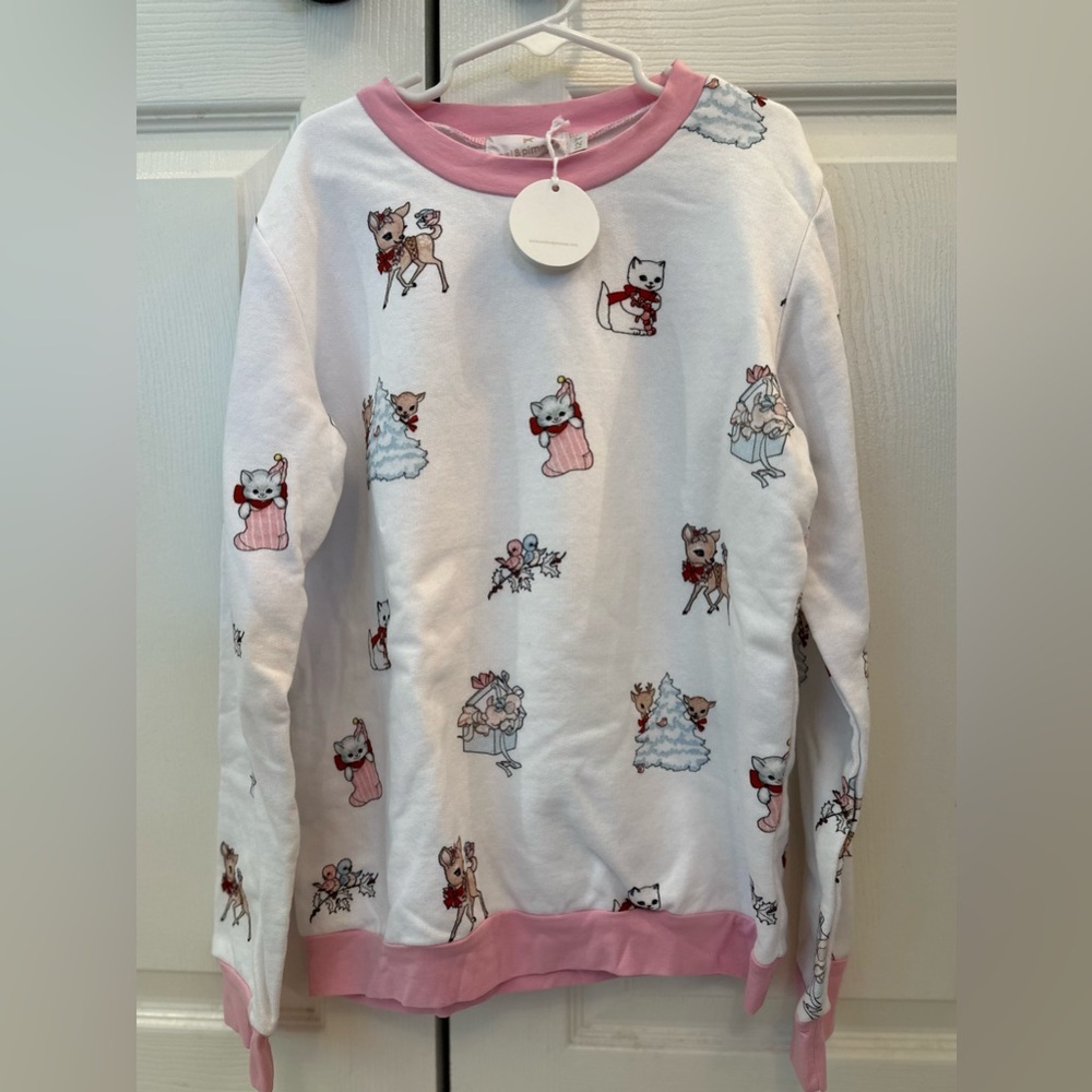 NWT Sal & Pimenta Girls Sweatshirt with holiday pets size 12